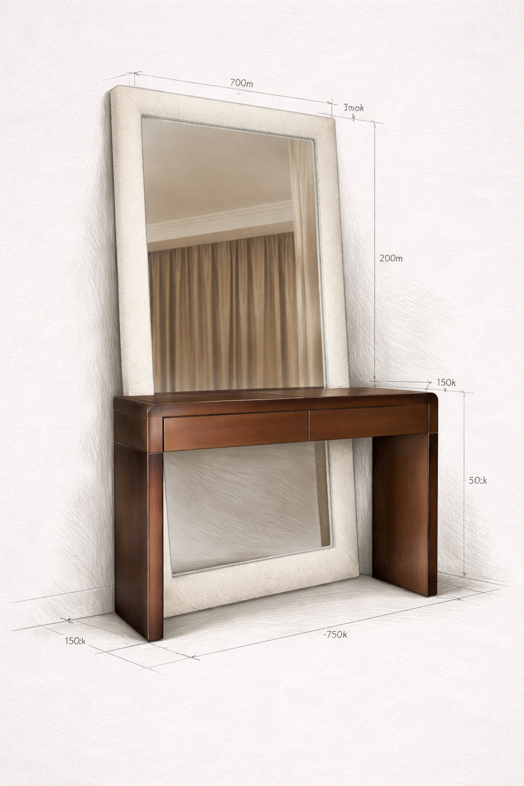 Pencil drawing of Bronze Console with Mirror