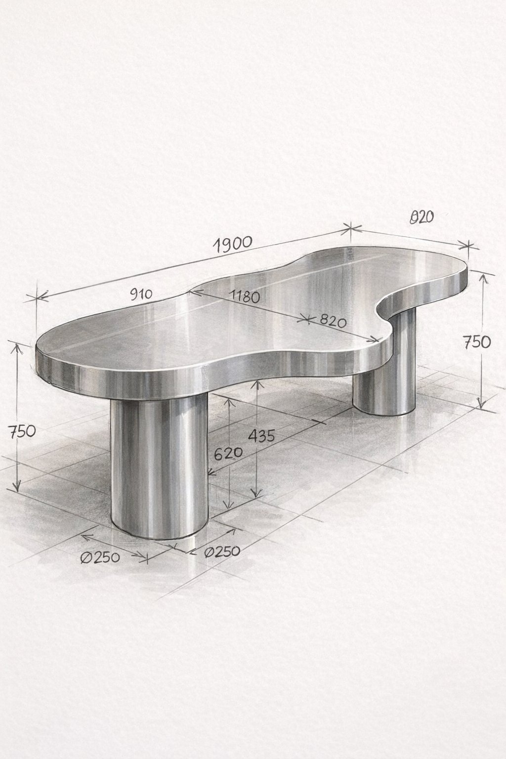 Pencil drawing of Free-Form Table